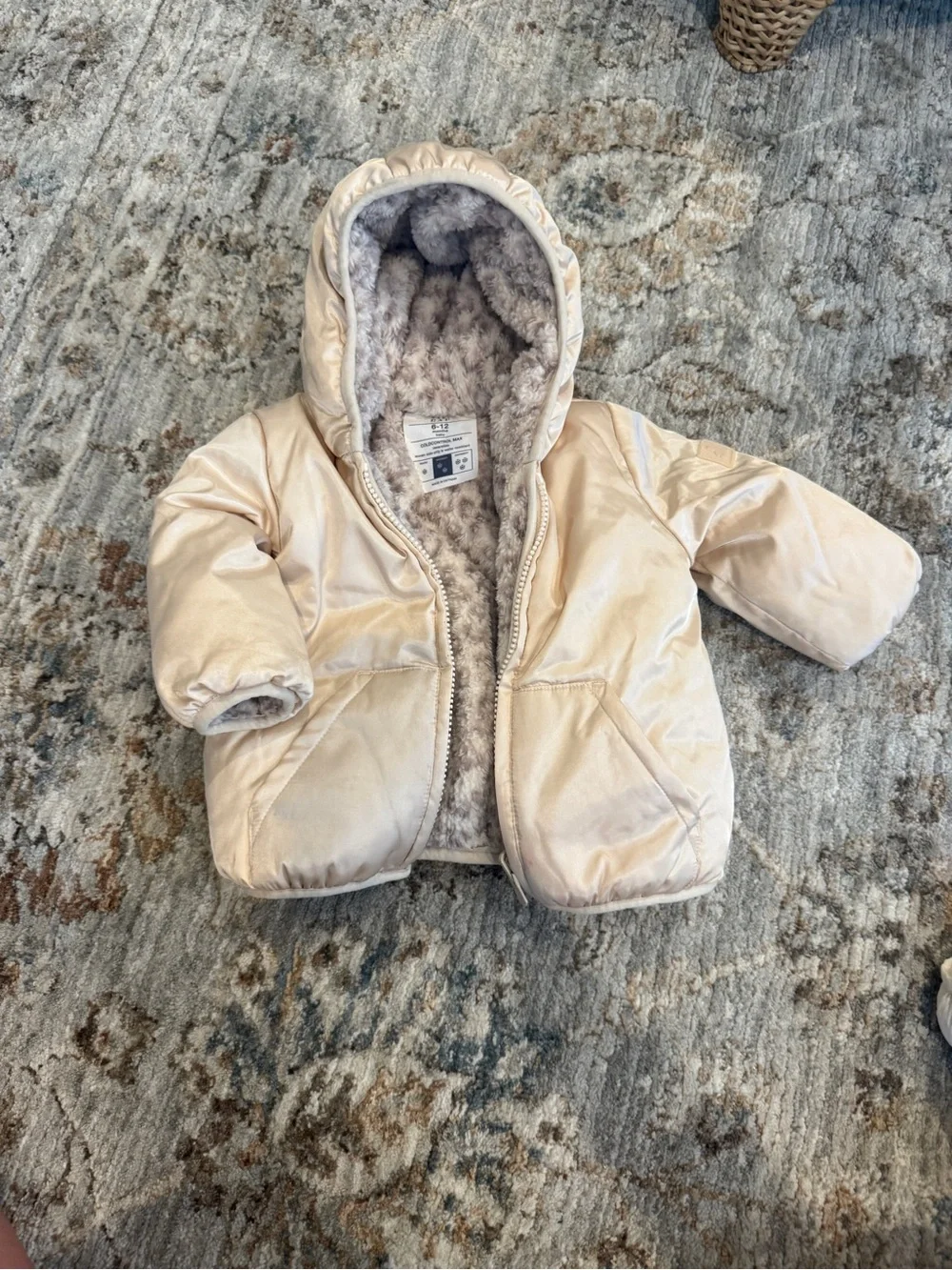 GAP Baby Faux Fur Reversible Jacket - Taupe & Cream